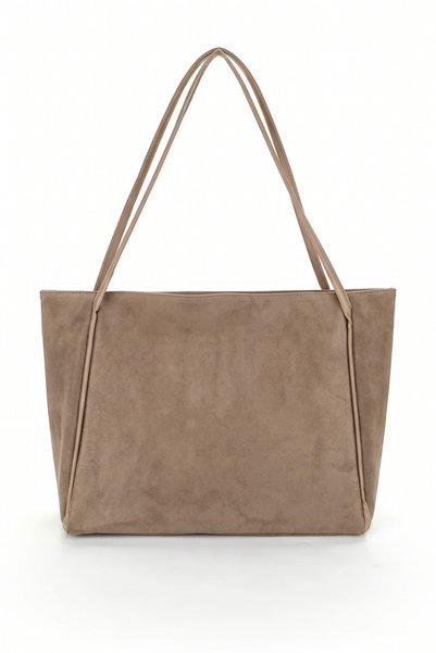 Luvenis Women's Suede Tote Bag with Zippered Inner Pocket, Large Casual Shoulder Bag 42X26 cm