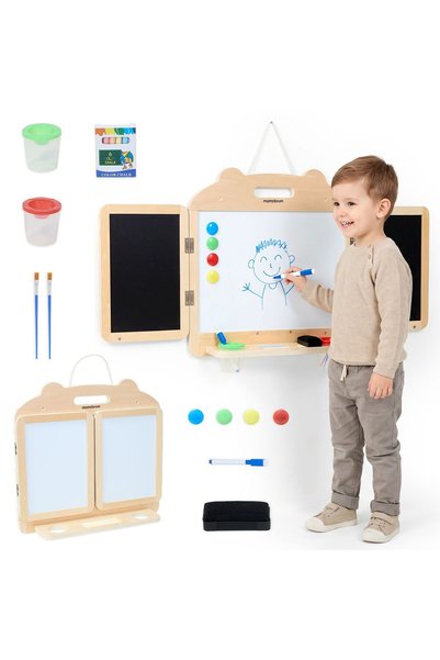 mamabrum tablă magnetică pliabilă pentru copii, cretă și marker