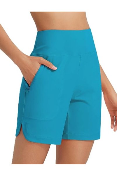 OtherMax Pantaloni scurți de baie pentru femei, de plajă, uscare rapidă, cu b...