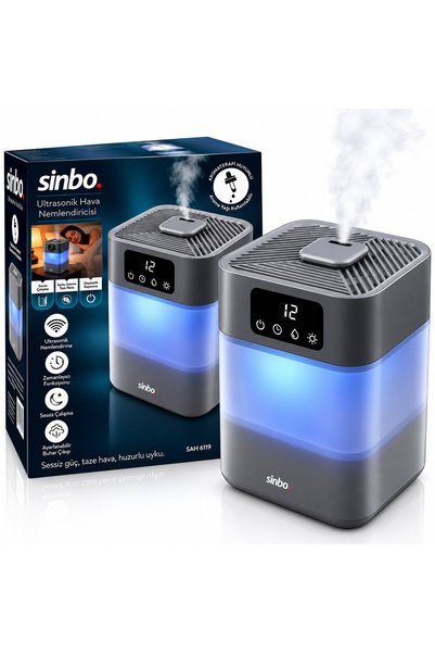 Sinbo SAH-6119 Ultrasonik Hava Nemlendirici 5.5 Lt Gece Lambalı Gri