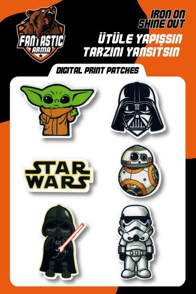 FANTASTIC ARMA Star Wars Ütüyle Yapışan Lazer Kesim Kumaş Arma Patch Seti – Bebek, Çocuk & Yetişkin Hoodie, Kot Ceket Kumaş Yama (6 Parça)