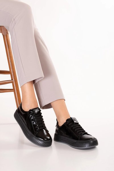 Gondol Genuine Leather Anatomical Sole Sports Shoes Als.399 Black Patent Leather