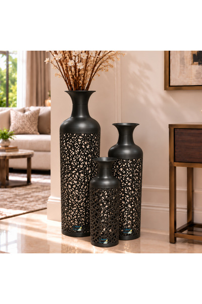 PixelsFurniture طقم مزهريات (فازات) 3 قطع فازات معدنية فاخرة من بكسل الأثاث, ...