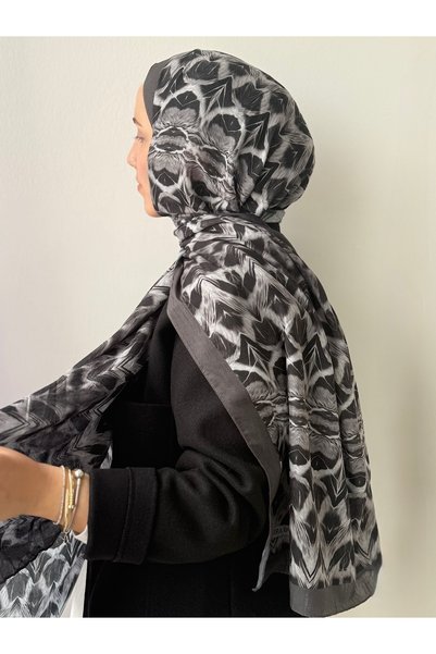 Hepsi Moda Swirl Pattern Kraş Shawl - Anthracite