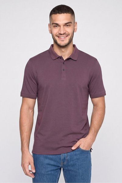 Highlander Men Regular Fit Short Sleeve Plain Polo Shirt, Purple
