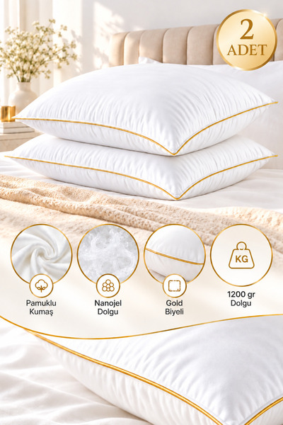 Ladylina Home 2 Adet Premium Nanojel Yastık | 50x70 cm 1200 Gram