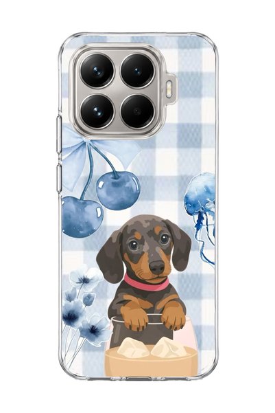 lelia Mi 15t Pro Compatible Sausage Dog Blue Plaid Printed Transparent Phone ...