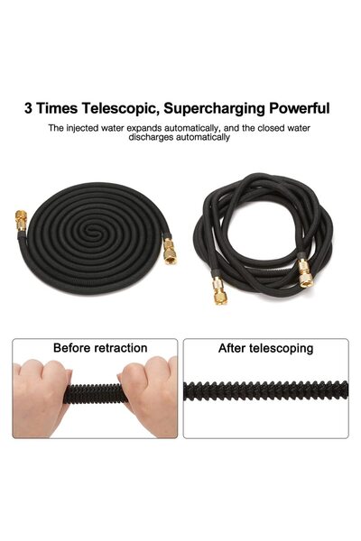 OEM Furtun de grădină flexibil de 15M, furtun de apă extensibil, furtun de grădină flexibil cu adaptor cu duză cu 8 funcții, furtun flexibil anti-îndoire, furtunuri de grădină pentru grădină, animale de companie, spălarea mașinii