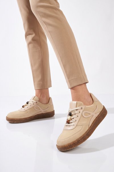 AYAKMOD Accesoriu Pantofi sport cu șireturi, cu talpă groasă, bej, eleganti, ...