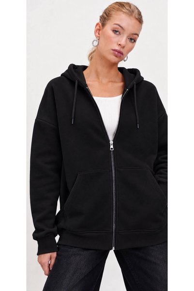 RAMİOR COLLECTION Women's 2-Thread Sweatshirt with Zipper and Pocket Detail