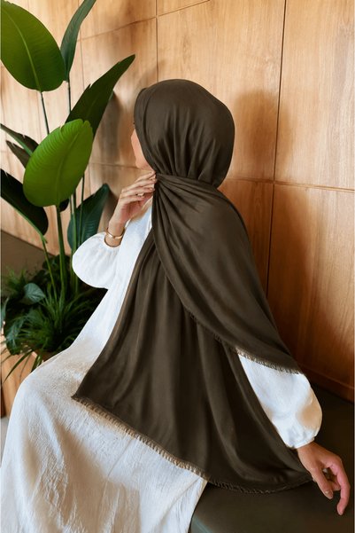Hepsi Moda Rami Tensel Shawl - Mdk - Khaki