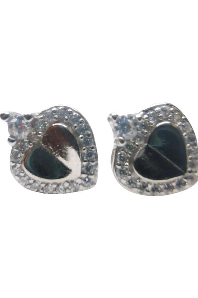 Jolie Silver Cercei Argint 925 Inimioara cu o Piatra si Minizirconii, 1.47 g