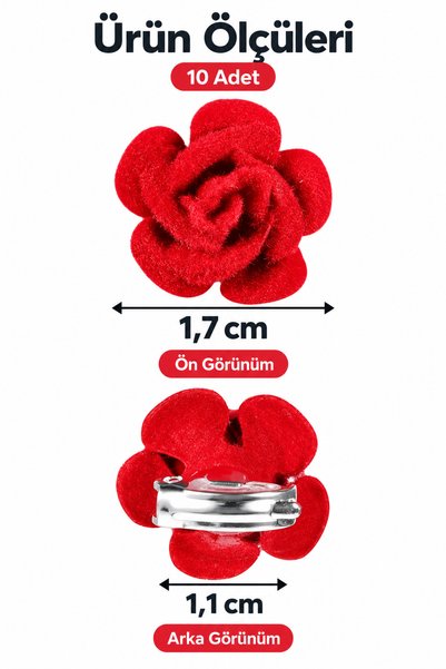 SHEKER HOME Sheker Kids Red Velvet Rose Hair Earrings 10 Pieces Mini Clip Girls' Hair Clips