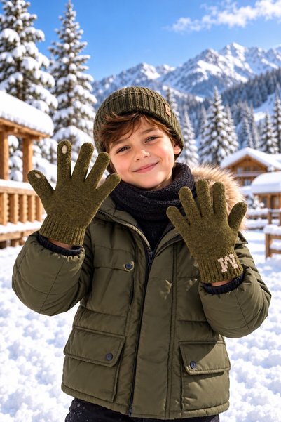 minik'o kids KITTİ 26245-11 MUŠKE RUKAVICE ZA PLETENJE KOMPATIBILNE SA EKRANO...