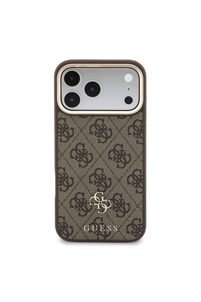 Guess iPhone 18 Pro Max Compatible Case Original Licensed 4g and Logo Card Holder Cover Brown