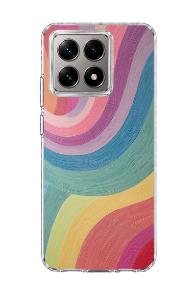 lelia Mi 14t Compatible Pastel Rainbow Curved Printed Transparent Phone Case
