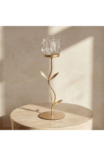 Lifestyle Floral Glass Candle Holder - 29 cm
