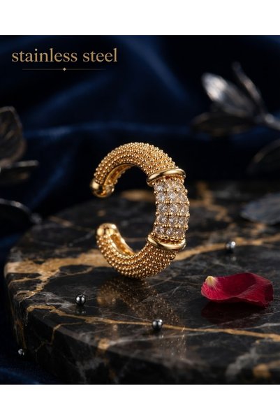 stainless steell Gold Color 1 Piece Zircon Belly Row Stone Single Compression...