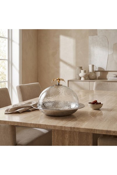 Lifestyle Palm Glass Domed Serving Platter