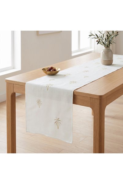 Lifestyle Palm Embroidered Table Runner - 180x35 cms