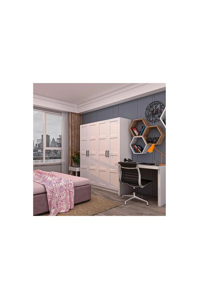 Vivense DEKOREX GARDIROP, BEYAZ, 4 KAPAKLI, MNT411