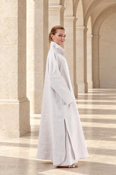 Elnora Keten Oversize Abaya Ferace - Bej