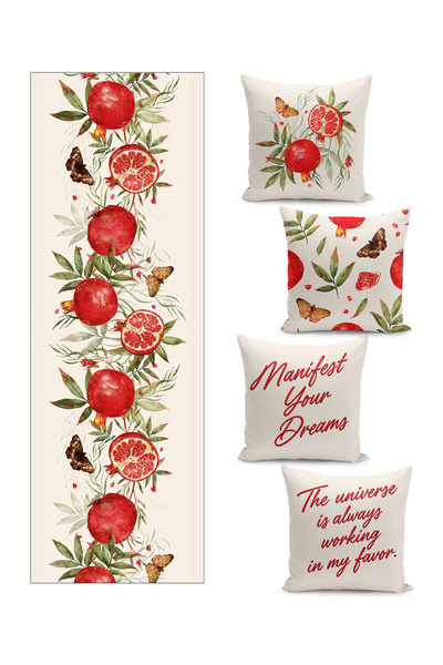 Filamente Special Design Set of Four Cushion Covers and Runner