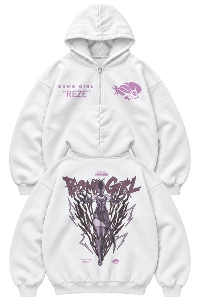Fuddy Moda Unisex Oversize Chainsaw Man Reze Φούτερ με στάμπα στην πλάτη, με ...