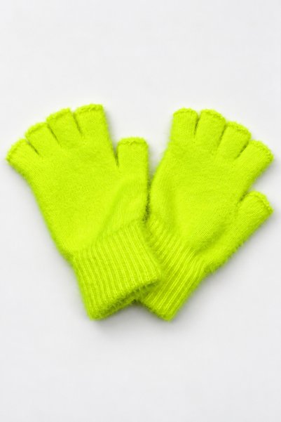 Goldmine Mănuși de damă Yumoş Furry Soft Cut Finger, galben neon