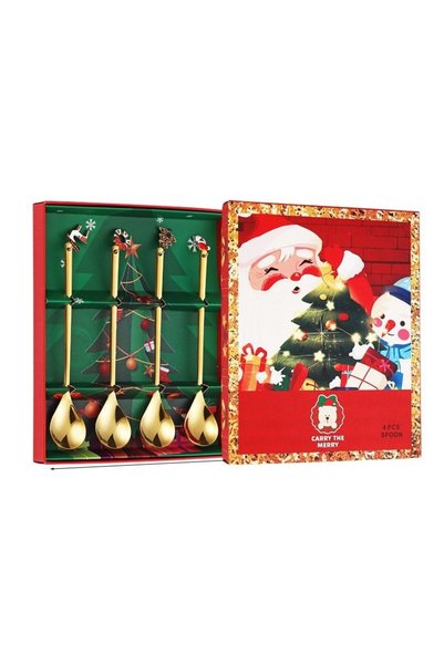 The Hub Set 4 Lingurite, Tema Craciun, Model Carry The Merry, 4 Modele Tip Pa...