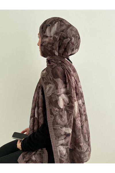 Hepsi Moda Lalezar Desen Muslin Shawl - Dark Mink