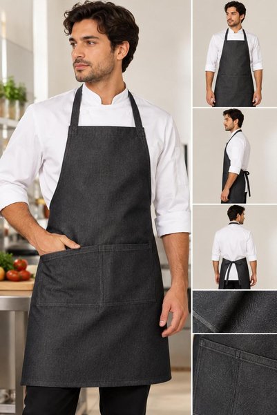 GTB BUTİK Jean-Like Thin Fabric Kitchen Apron