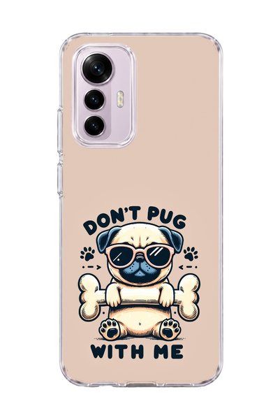 lelia Mi 12 Lite Compatible Glasses and Dog Beige Printed Transparent Phone Case