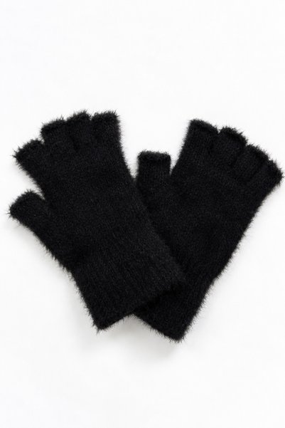 Goldmine Mănuși de damă Yumoş Furry Soft Cut-Finger, negre