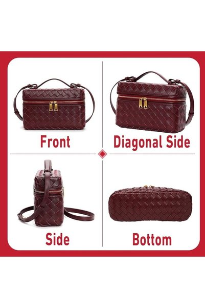 GENERAL Top-Handle Pouch Handbag for Women Woven Leather Vanity Case Designer Crossbody Bag Shoulder Bag Tre