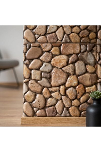 Grandia Set 10 Placi Decorative 3D Autoadezive, Imitatie Piatra Maro, 30x30 c...
