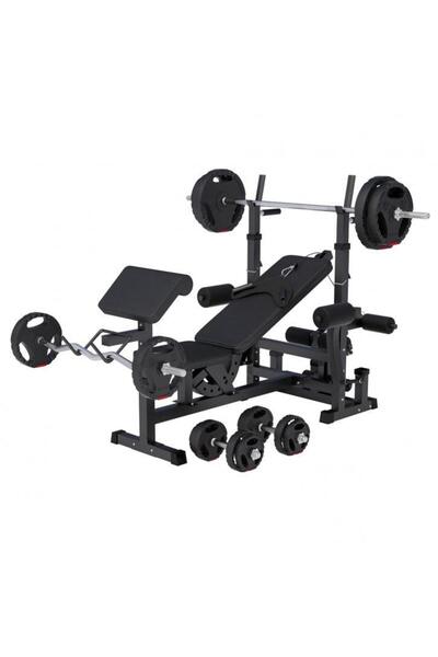 Gorilla Sports Καθολικό σετ βαρών με πλαστική λαβή, 100 κιλά, Μαύρο.