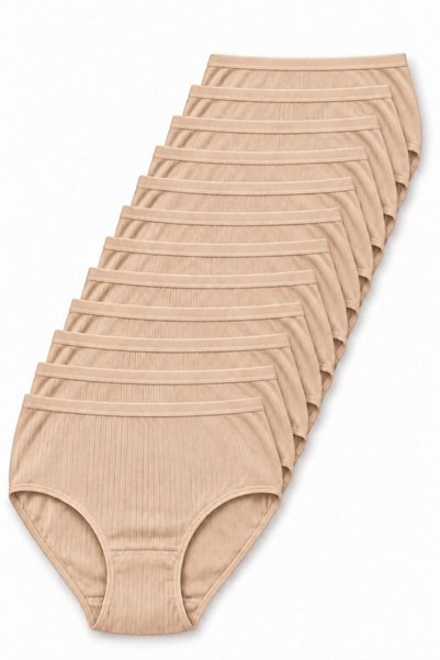 REN Women's Ten 12-Pack 100% Cotton Bato Panties, High Waist Striped Bato Pan...