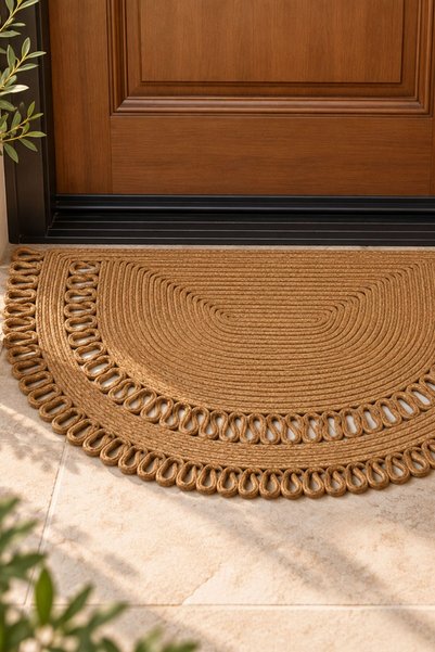 Comfort Craft سجادة مدخل نافي جوت (50x80 سم) |   سجادة بوهيمية مقاومة للبقع وقابلة للغسل للباب الخارجي والمدخل