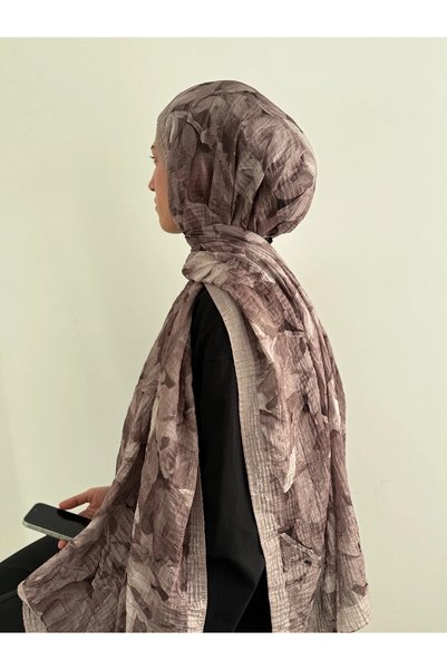 Hepsi Moda Lalezar Desen Muslin Shawl - Mink
