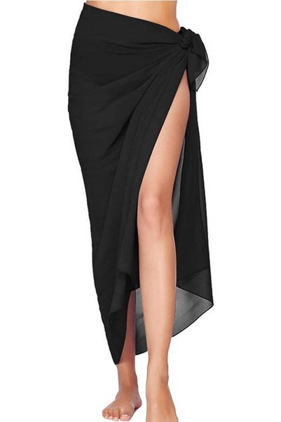OriTi 2pcs Women Beach Sarong Bathing Suit Wrap Skirt Sheer Bikini Swimsuit Cover Ups 110cm Long Ski
