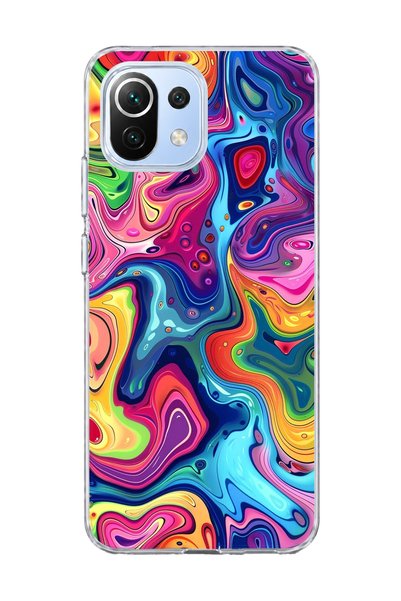 lelia Mi 11 Lite Compatible Rainbow Fluid Color Printed Transparent Phone Case