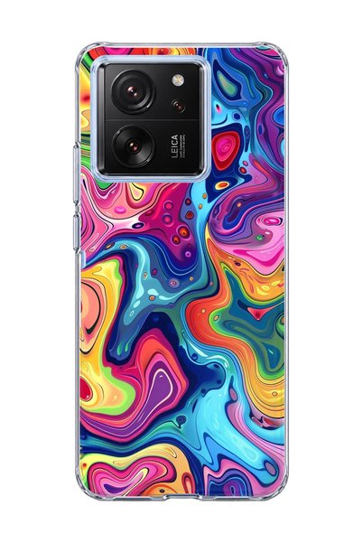 lelia Mi 13t Compatible Rainbow Fluid Color Printed Transparent Phone Case