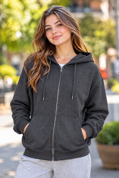 DAXİS Sportwear Company AVANTAJLI 2'Lİ PAKET KADIN FERMUARLI KAPÜŞONLU SWEATSHİRT HIRKA