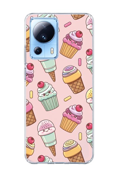 lelia Mi 13 Lite Compatible Ice Cream Cake Pink Printed Transparent Phone Case