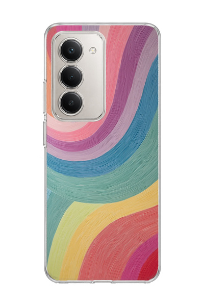 lelia Redmi 15 Compatible Pastel Rainbow Curved Printed Transparent Phone Case