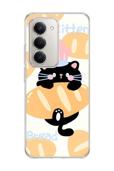 lelia Redmi 15 Compatible Black Cat Bread Printed Transparent Phone Case