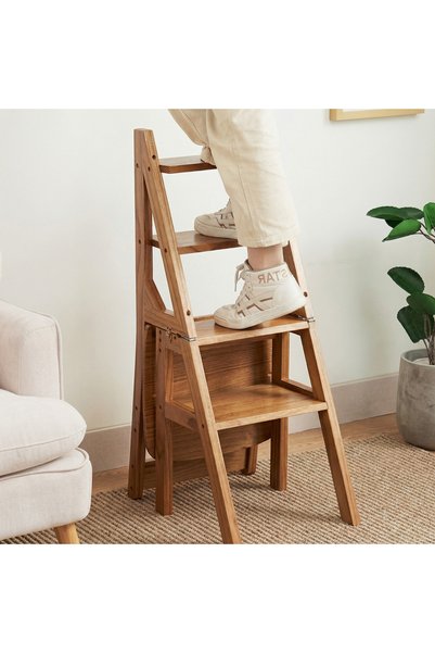 Magdeal 4-Tier Solid Wood Folding Ladder Chair