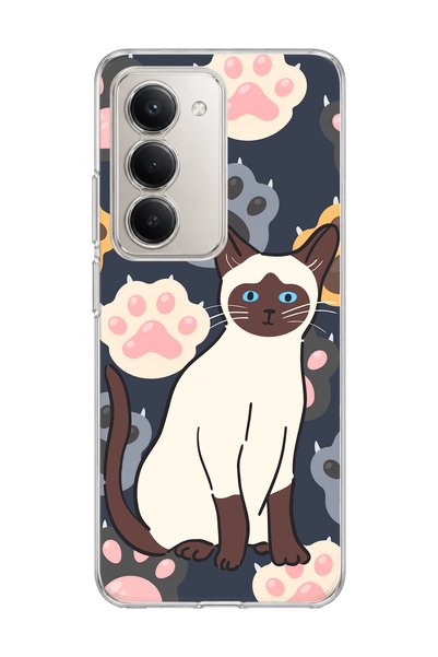 lelia Redmi 15 Compatible Siamese Cat Paw Printed Transparent Phone Case