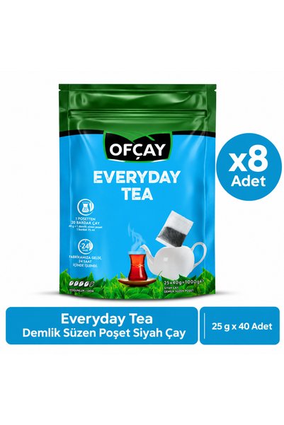 Ofçay Everyday Demlik Poşet Siyah Çay 40 g x 25 Adet 8'Li Set